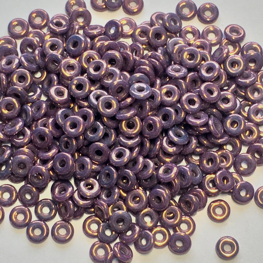 25* 6mm Purple Washed Purple Pansy Large Hole Melon Beads – The