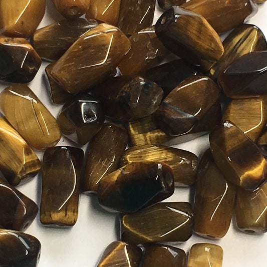 Tiger's Eye Semi-Precious Stone Faceted Rectangle Beads, Sizes 6 x 4 - 11 x 5 mm, 49 Beads