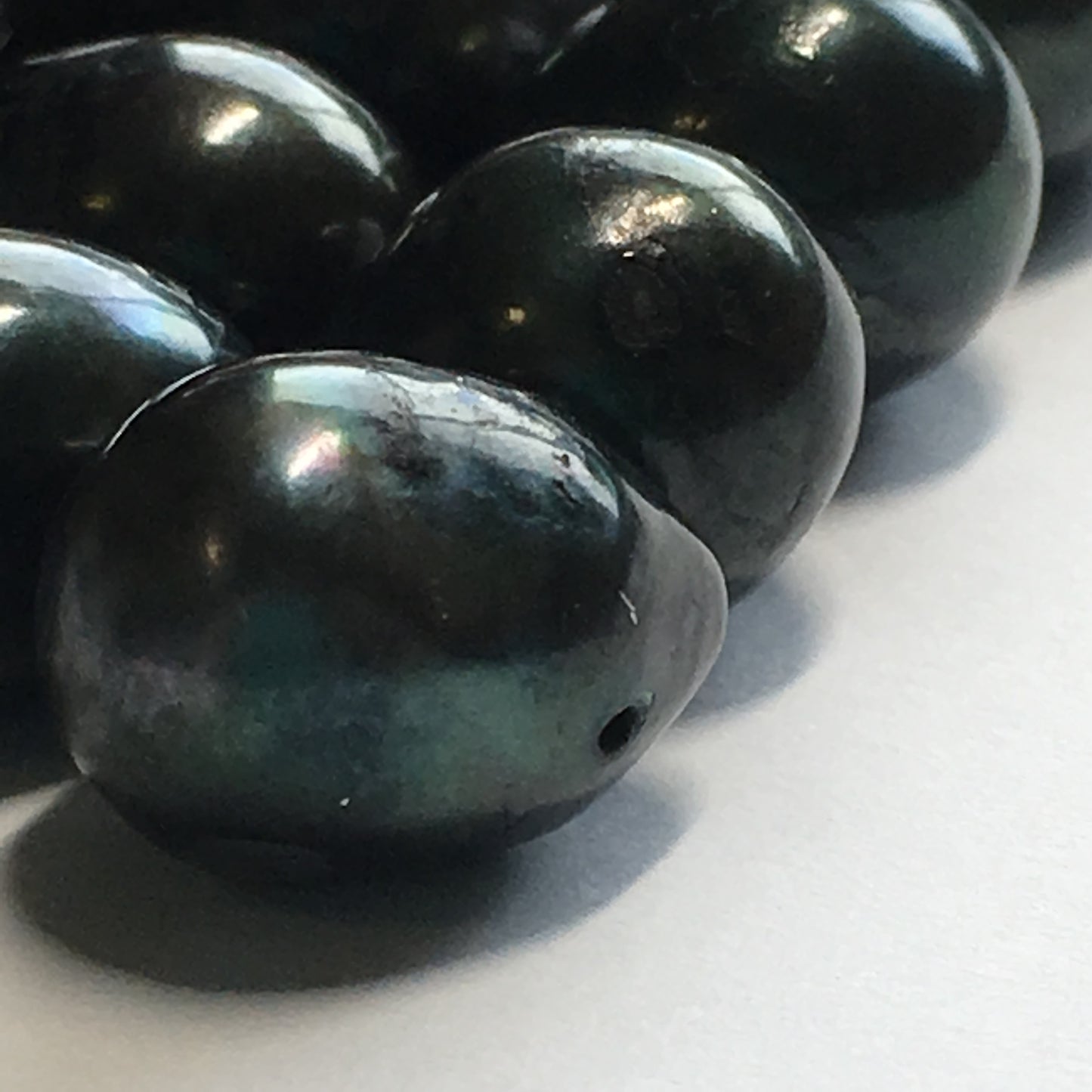 Dark Metallic Blue Egg Pearls, Avg. Size 13 x 10 mm, 25 Pearls