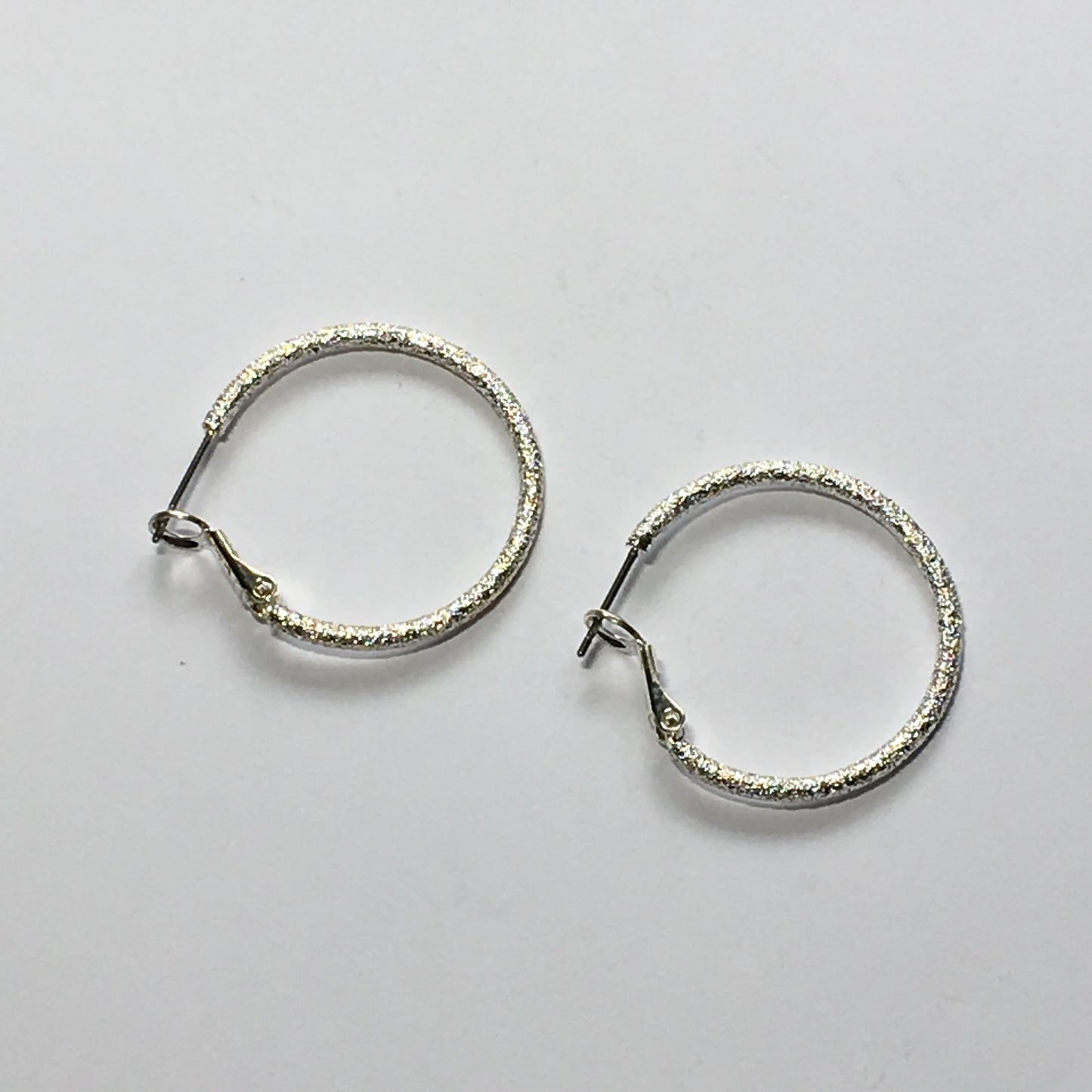 Silver Stardust Lever Back Earring Hoops 30 mm - 1 pair