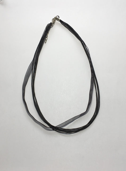 Black Organza Ribbon and Cord Necklace, 16-Inch
