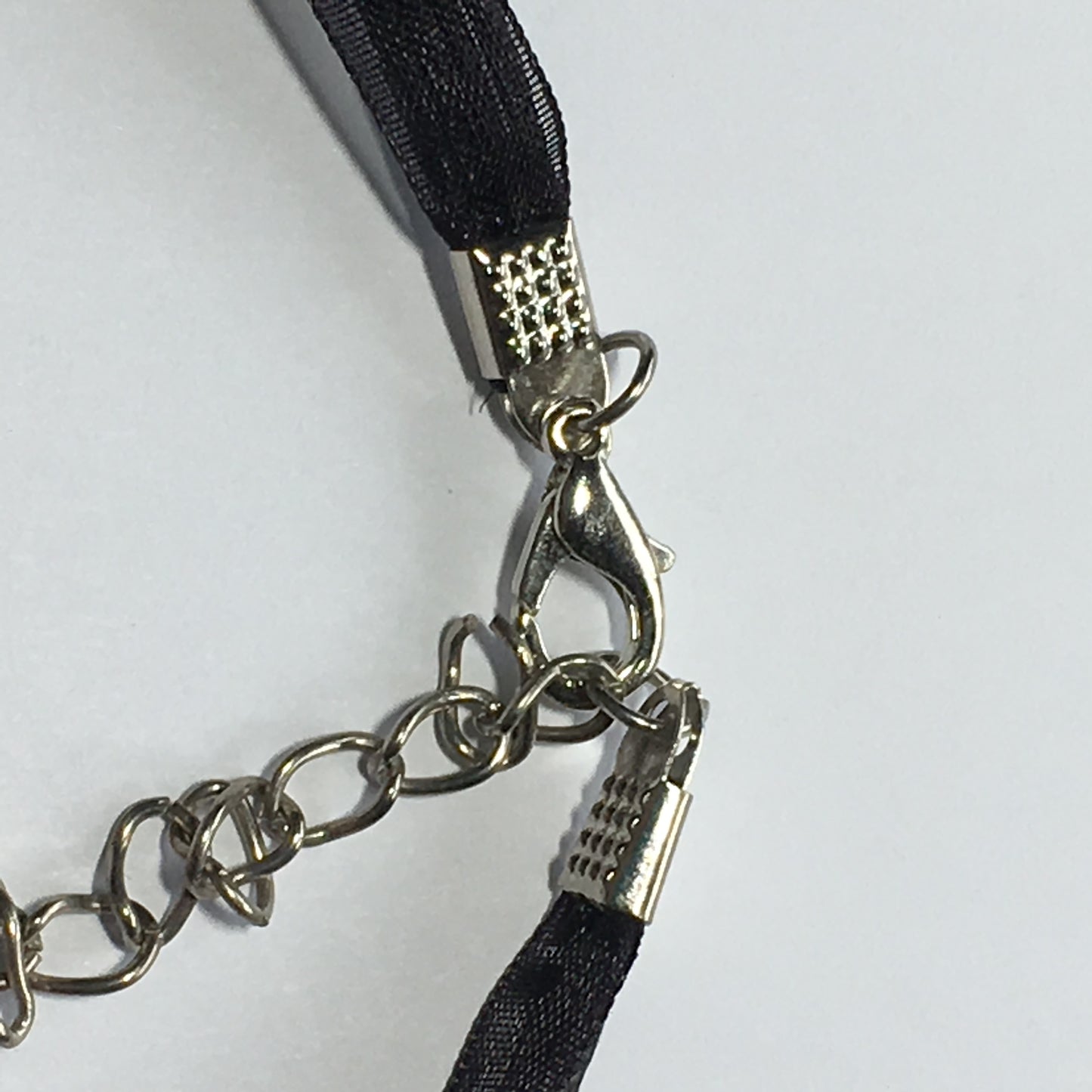 Black Organza Ribbon and Cord Necklace, 16-Inch