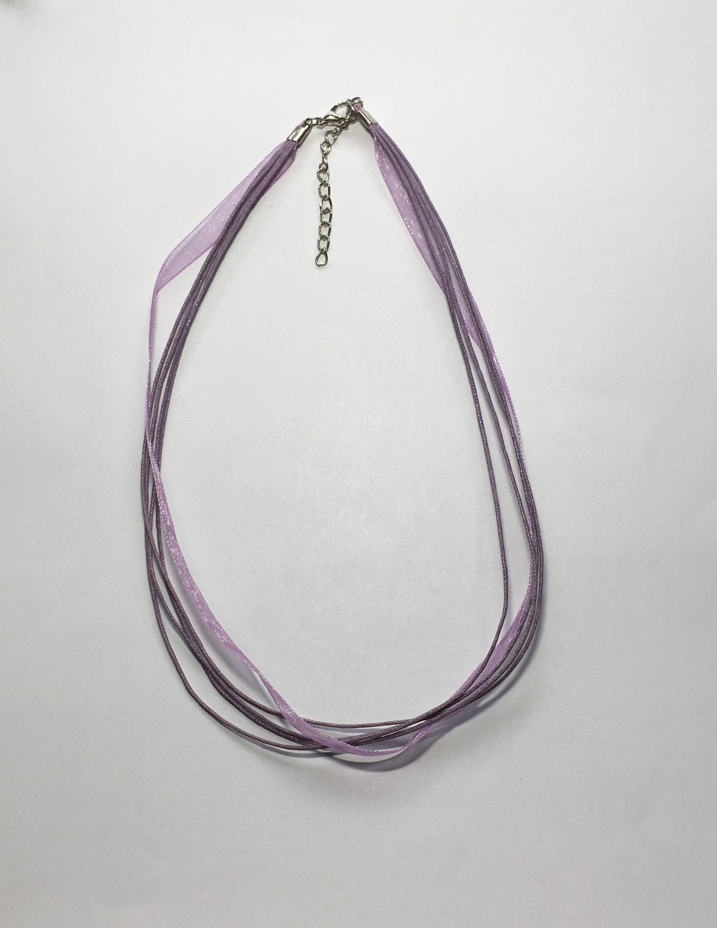 Light Purple Organza Ribbon and Cord Necklace, 16-Inch