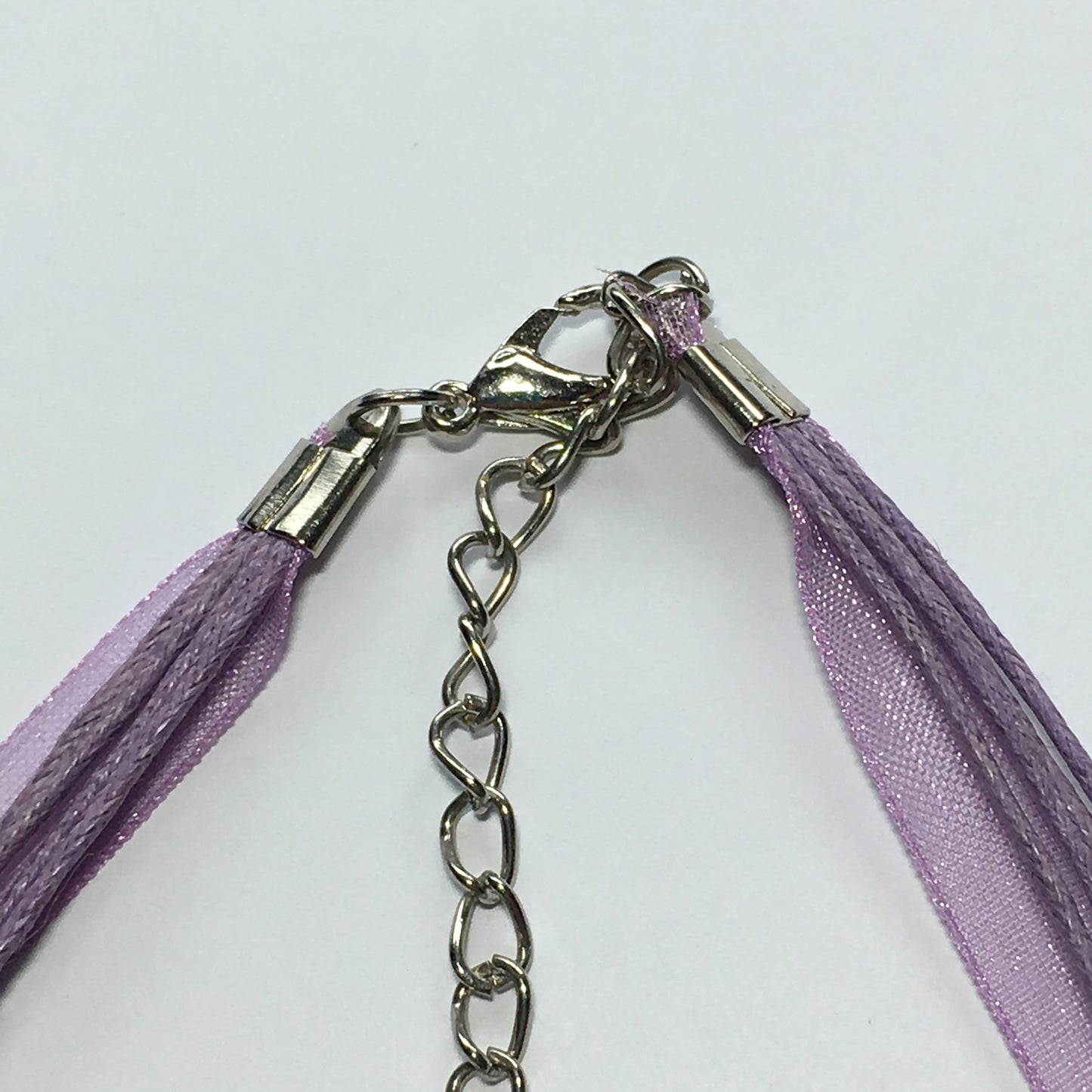 Light Purple Organza Ribbon and Cord Necklace, 16-Inch