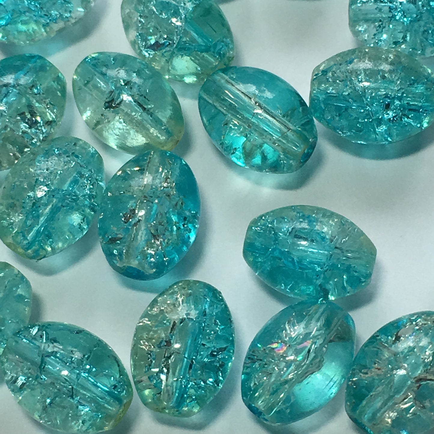 Blue Crackle Glass Oval Beads, 8 x 6 mm - 21 Beads