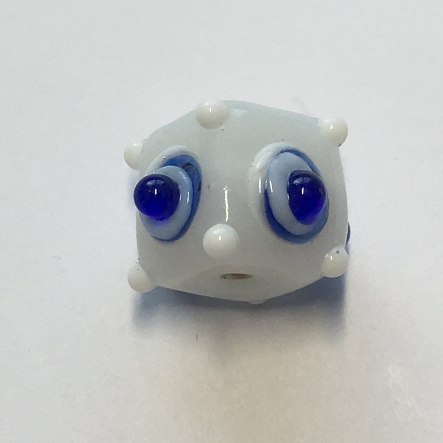 Bumpy White Square Glass Lampwork Focal Bead, 13 x 12 mm