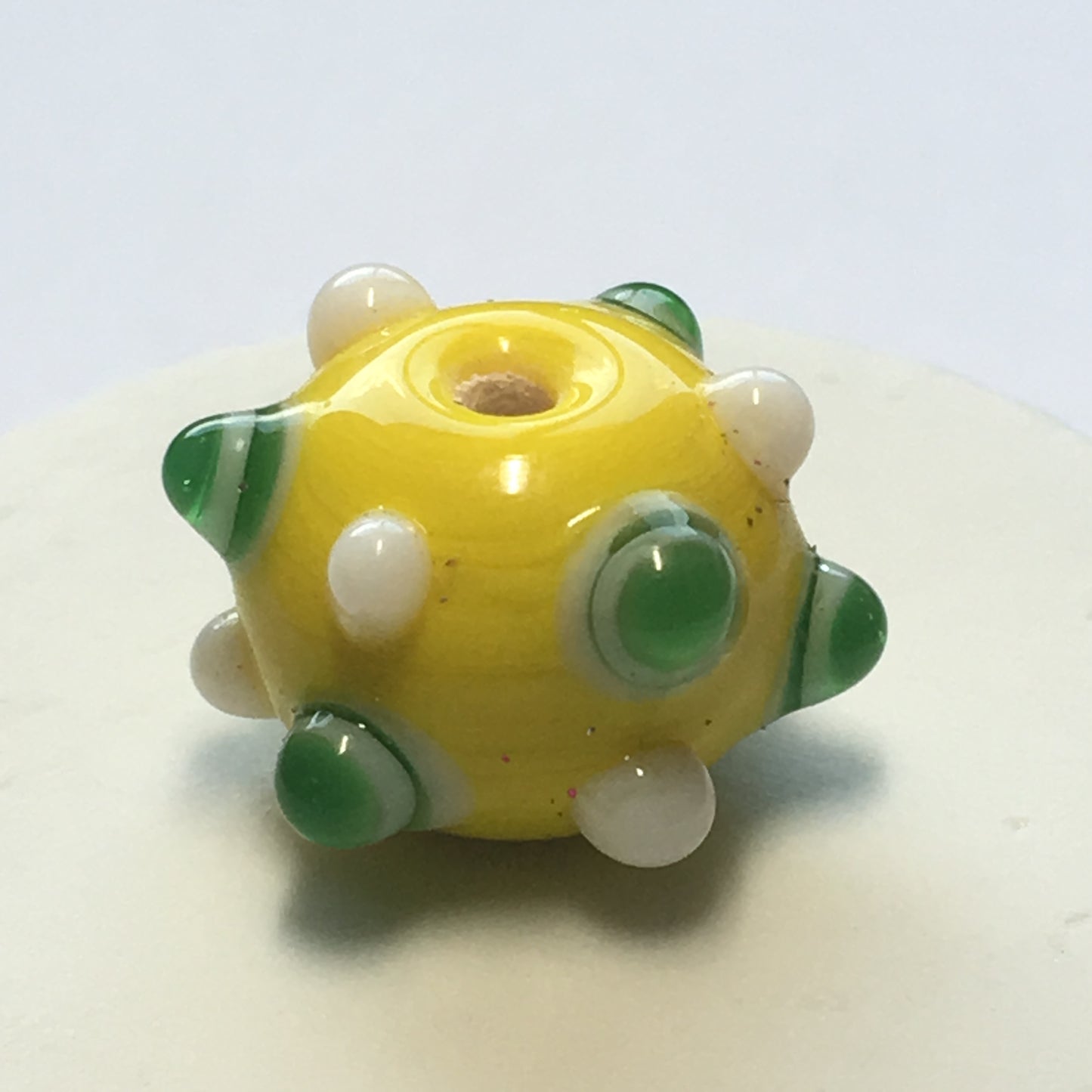 Bumpy Yellow Round Glass Lampwork Focal Bead, 12 mm