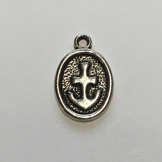 Antique Silver Oval Anchor Charm, 18 x 12 mm