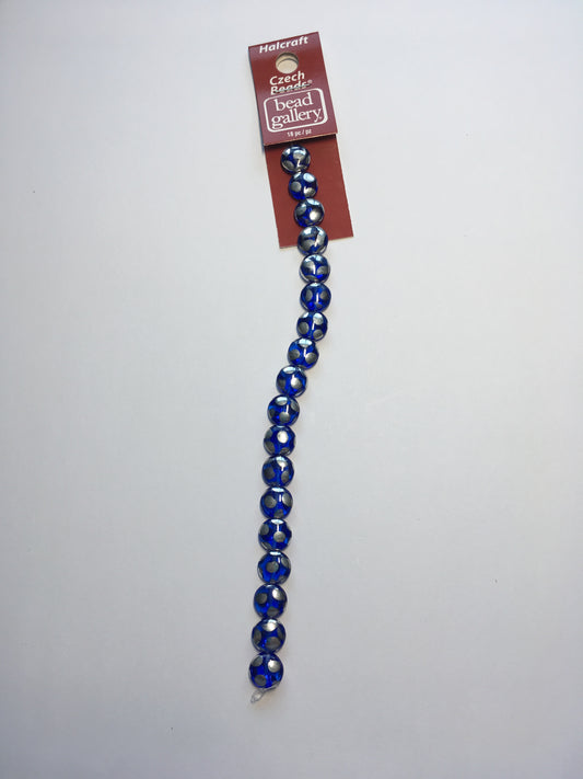 Bead Gallery Czech Blue Glass Lentil/Coin Beads, 10 mm - 18 Beads