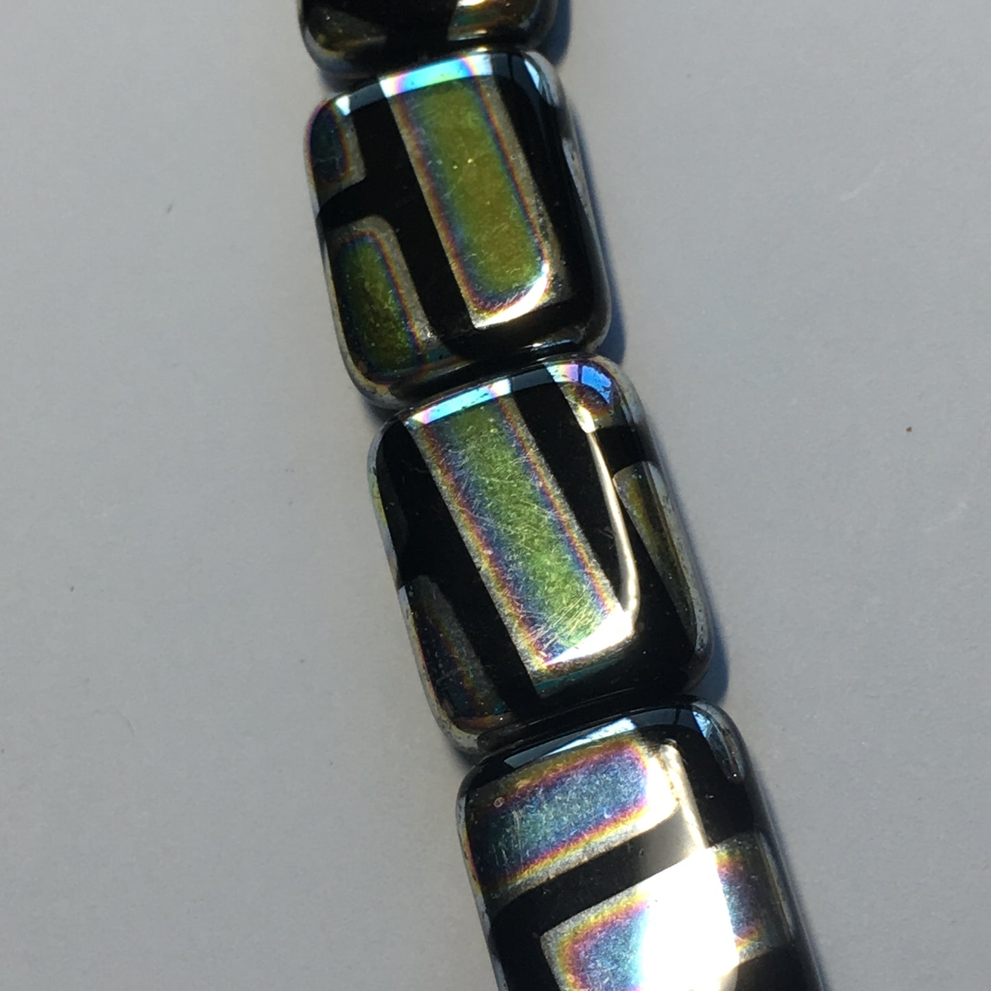 Bead Gallery Czech Black Glass Rectangle AB Beads, 14 x 18 x 6 mm - 6 Beads