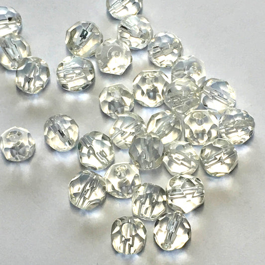 Clear Glass Faceted Round Beads, 6 mm, 31 Beads