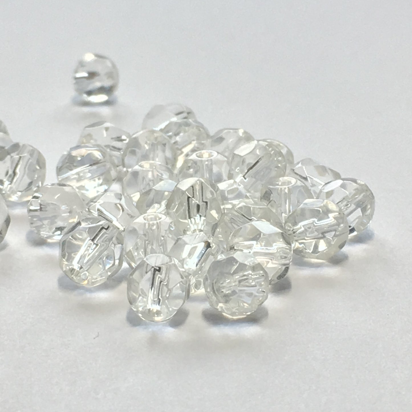 Clear Glass Faceted Round Beads, 6 mm, 31 Beads