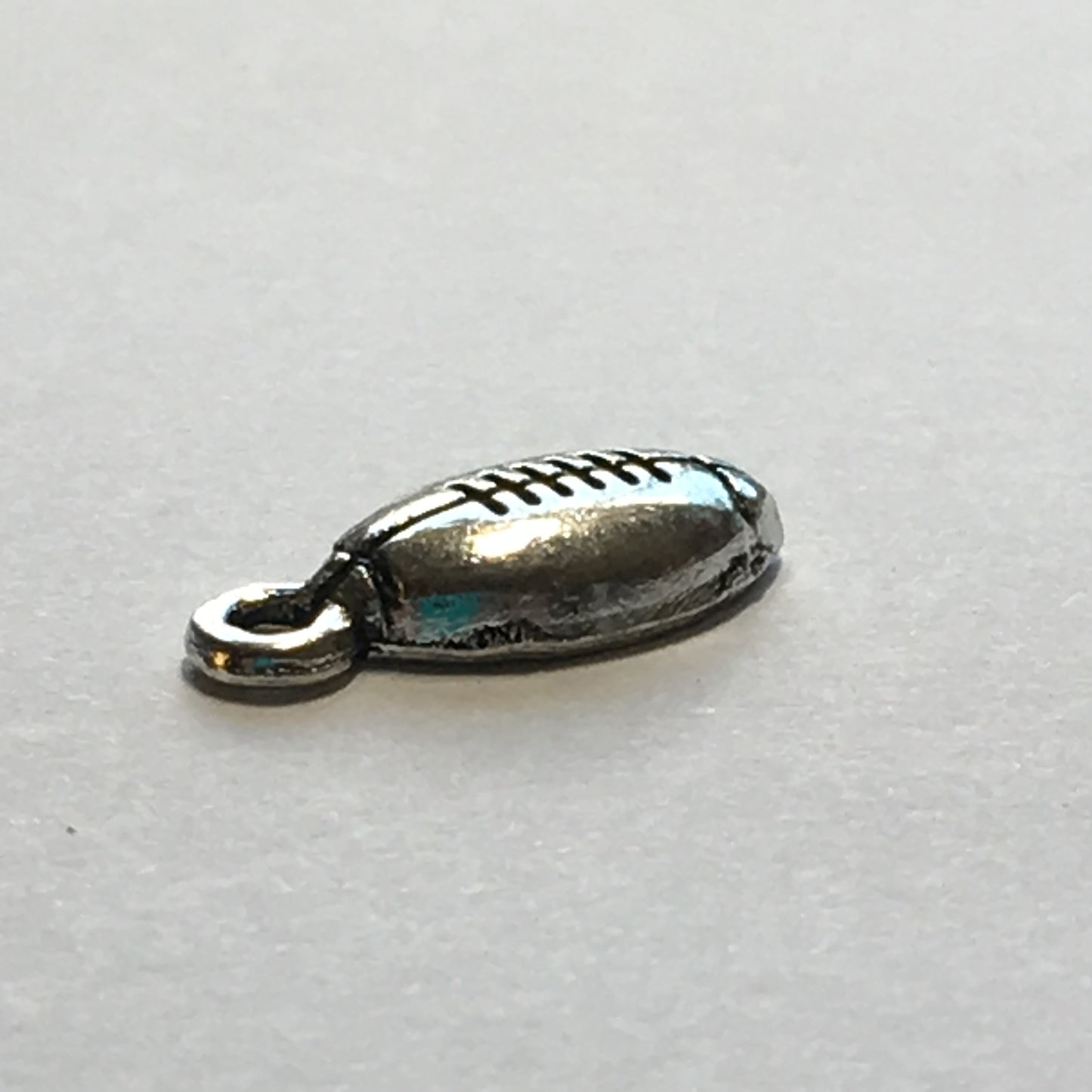 Antique Silver Football Charm, 15 x 7 mm