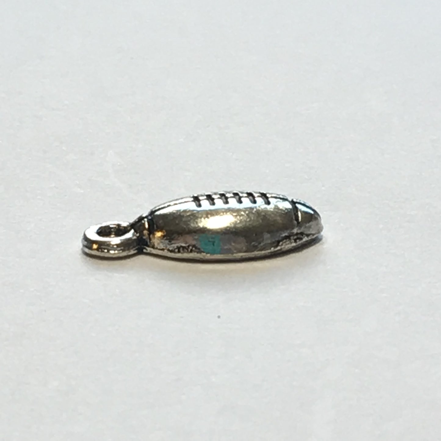 Antique Silver Football Charm, 15 x 7 mm