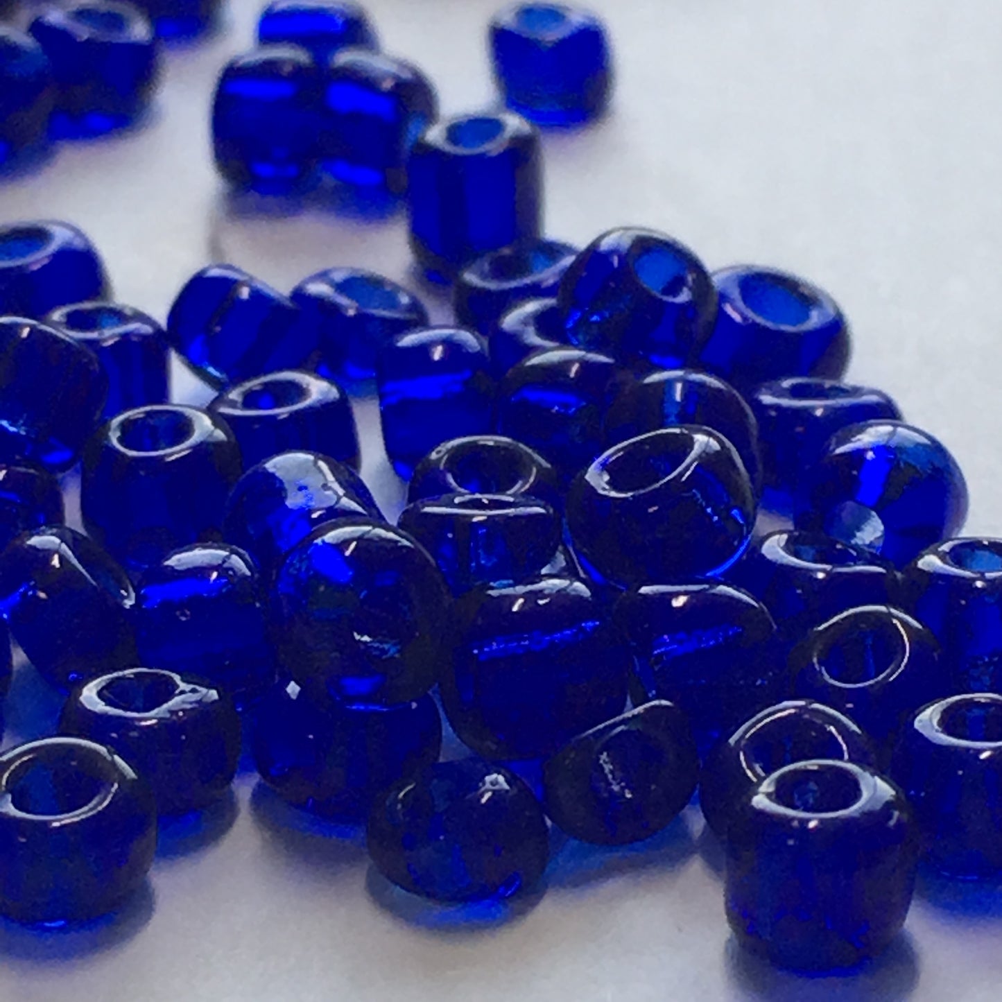 6/0 Perles de graines bleu cobalt transparentes, 5, 8 ou 10 g