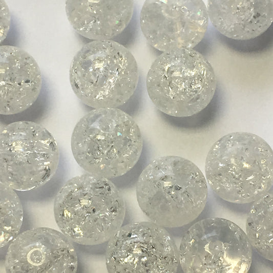 Clear Crackle Glass Beads, 8 mm, 29 Beads