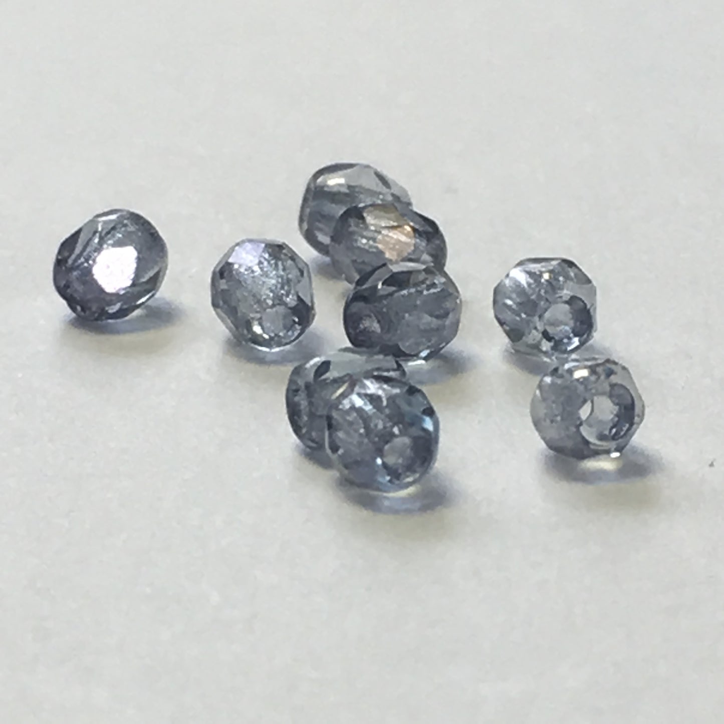 Czech Fire Polished Light Montana Blue Glass Faceted Round Beads, 3 mm, 9 Beads