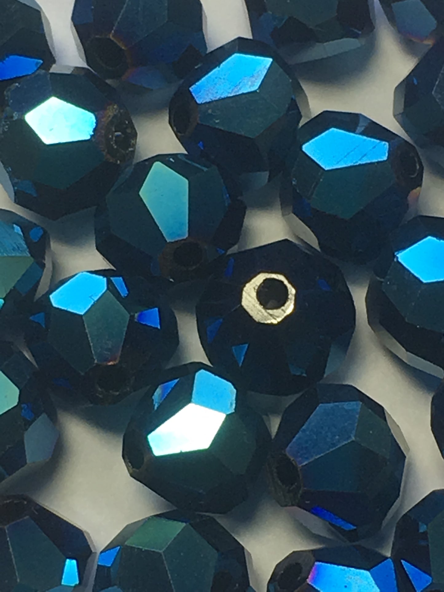Blue Iris Faceted Bicone Glass Beads, 7 mm - 32 Beads