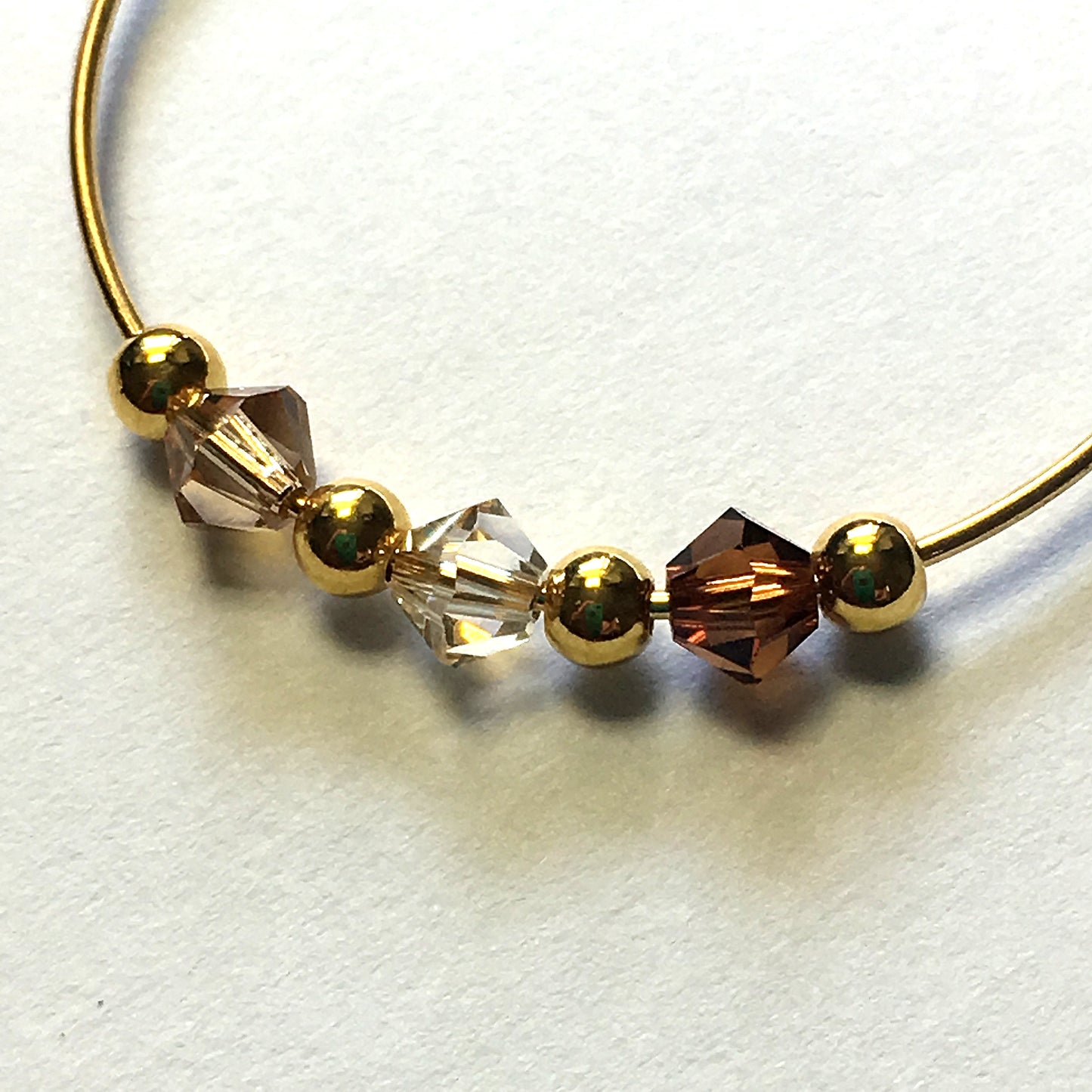 Shades of Brown Swarovski Crystals on Gold Plated Earring Hoops