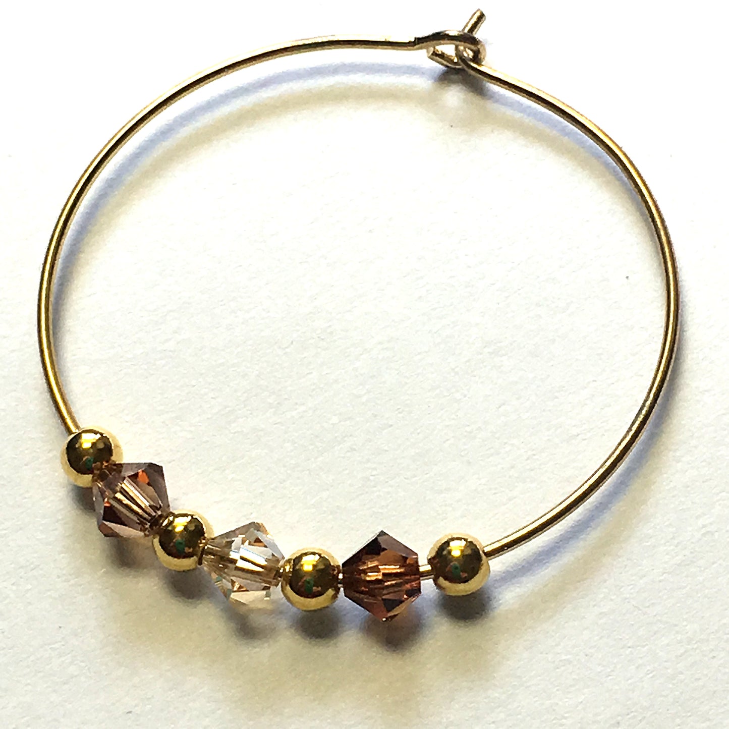 Shades of Brown Swarovski Crystals on Gold Plated Earring Hoops