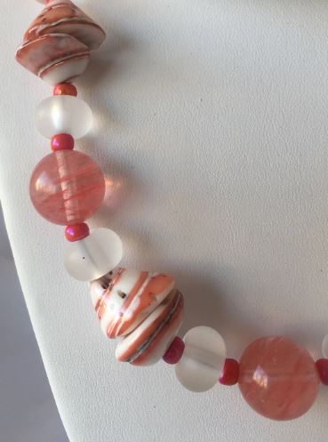 Red Aventurine and Pink Shell Necklace