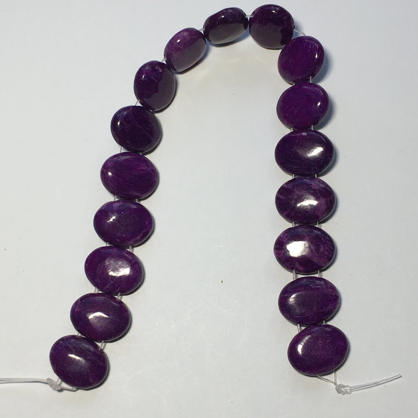 Purple Sugilite Semi-Precious Stone Flat Oval 2-Hole Sliders, 20 x 10 mm, 17 Beads