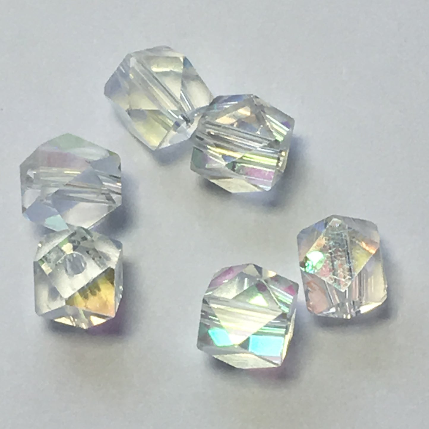 Crystal AB Fancy Cube Beads, 5 mm -  5 Beads