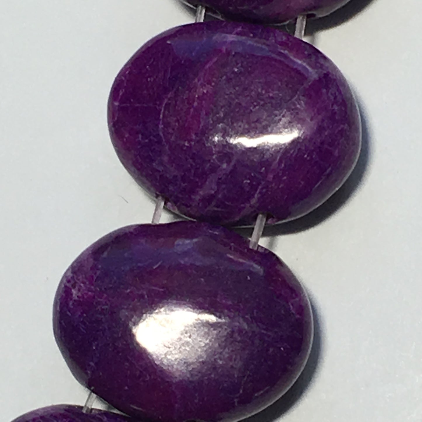 Purple Sugilite Semi-Precious Stone Flat Oval 2-Hole Sliders, 20 x 10 mm, 17 Beads