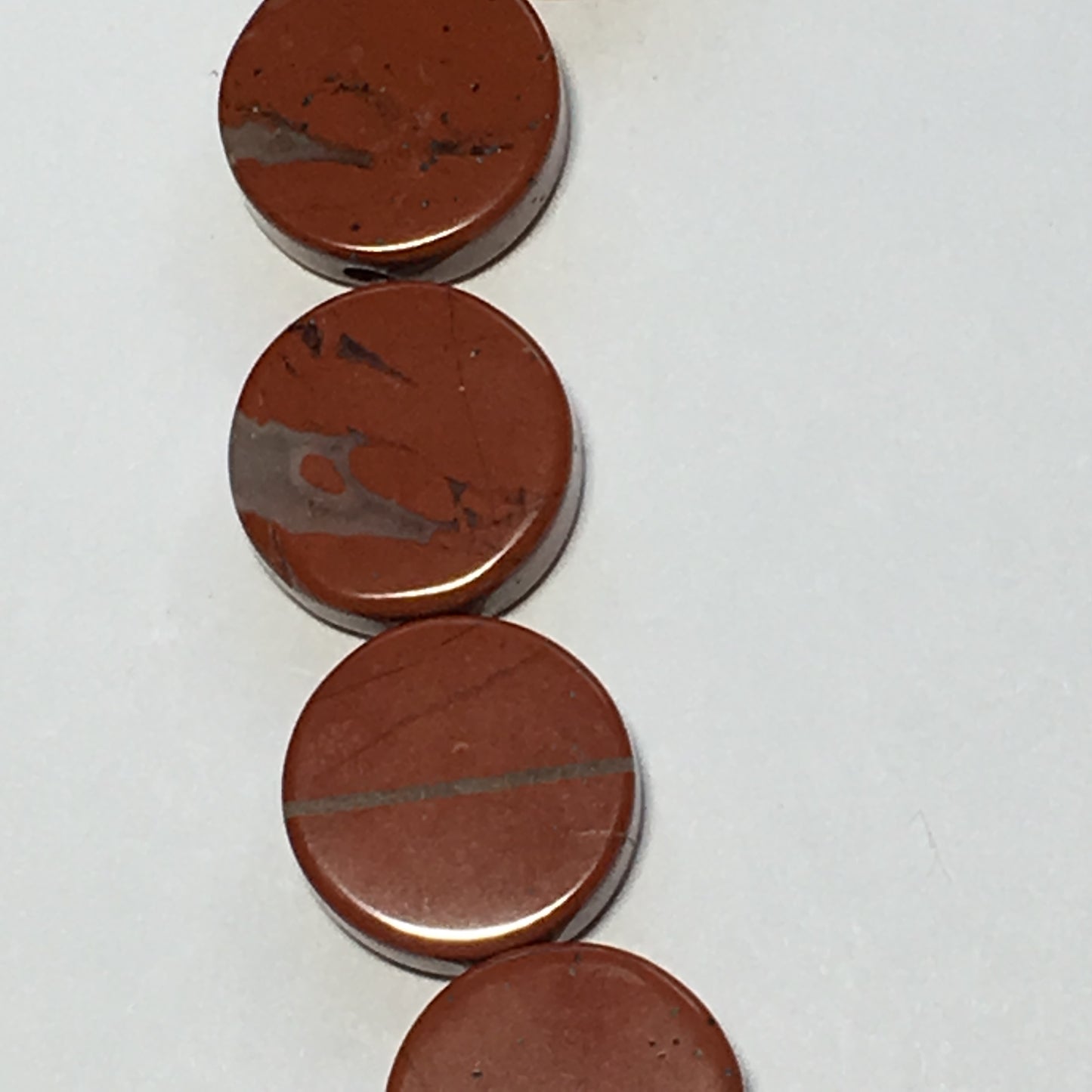 Red Jasper Semi-Precious Stone Flat Round Beads, 10 x 3 mm - 23 Beads