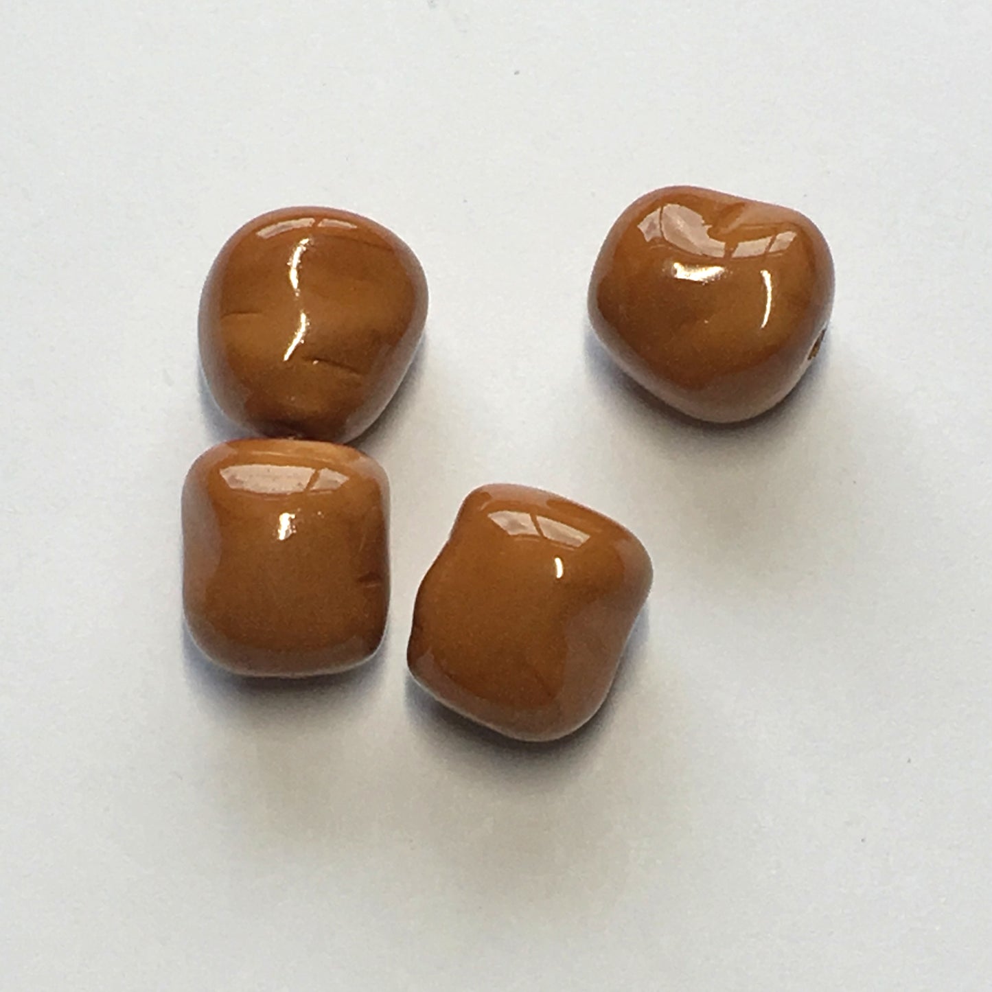 Brown Glass Nugget Beads, 11 x 9 mm - 4 Beads