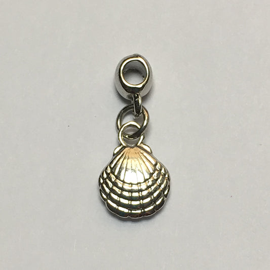Silver Seashell Charm with Slider , 20 x 9 mm