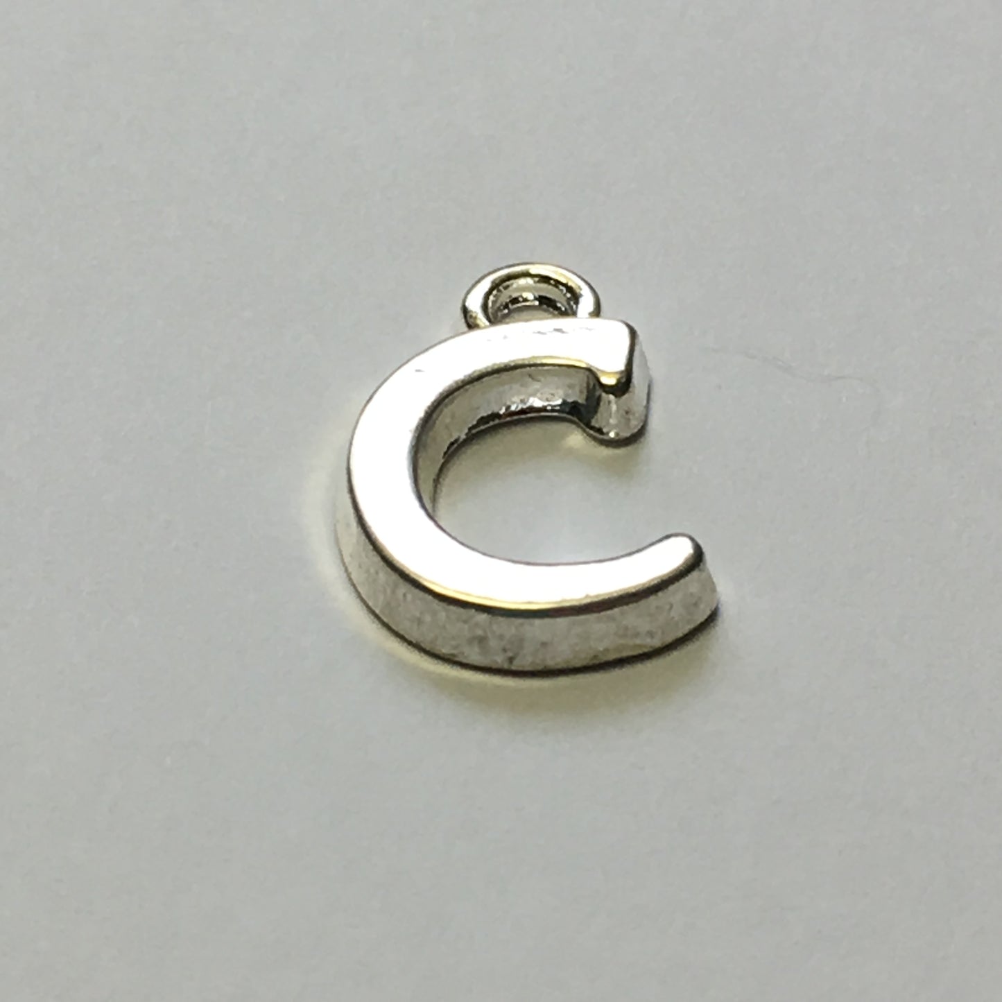 Silver Metal Plated Initial C Charm, 15 x 9 mm