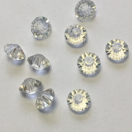 Clear Glass Faceted Saucer Beads, 3 x 5 mm -  10 Beads