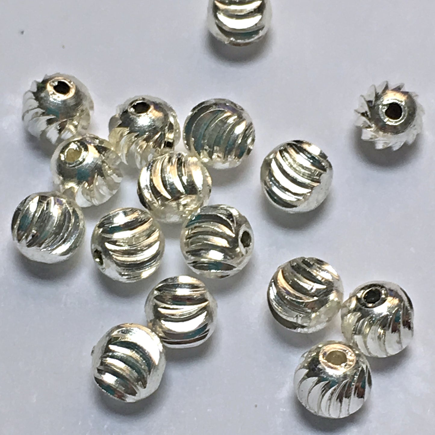 Beadalon Silver Plated Corrugated Round Beads, 4 mm - 17 Beads