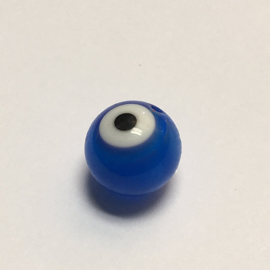 Eyeball Blue, White and Black Glass Bead, 12 mm