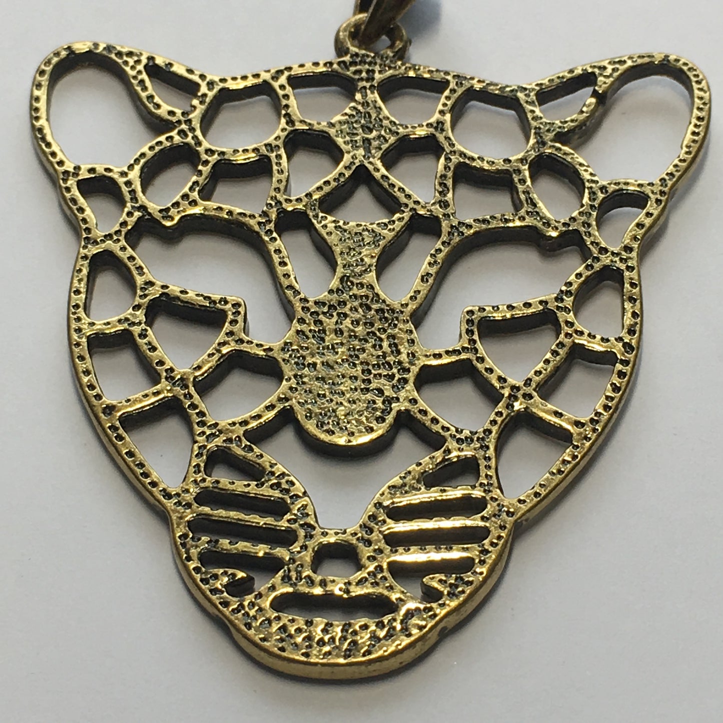 Antique Gold Geometric Leopard Pendant With Bail, 57 x 46 x 2 mm