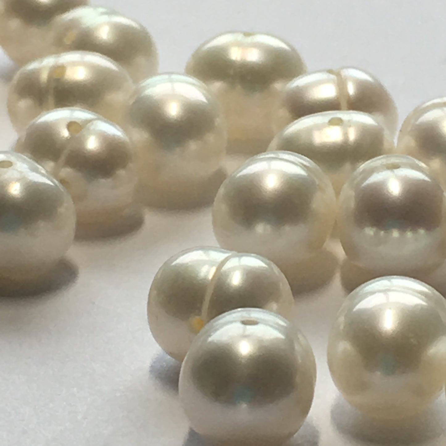 Natural White Potato Pearls, Side-Drilled, 7 x 8 mm, 31 Pearls