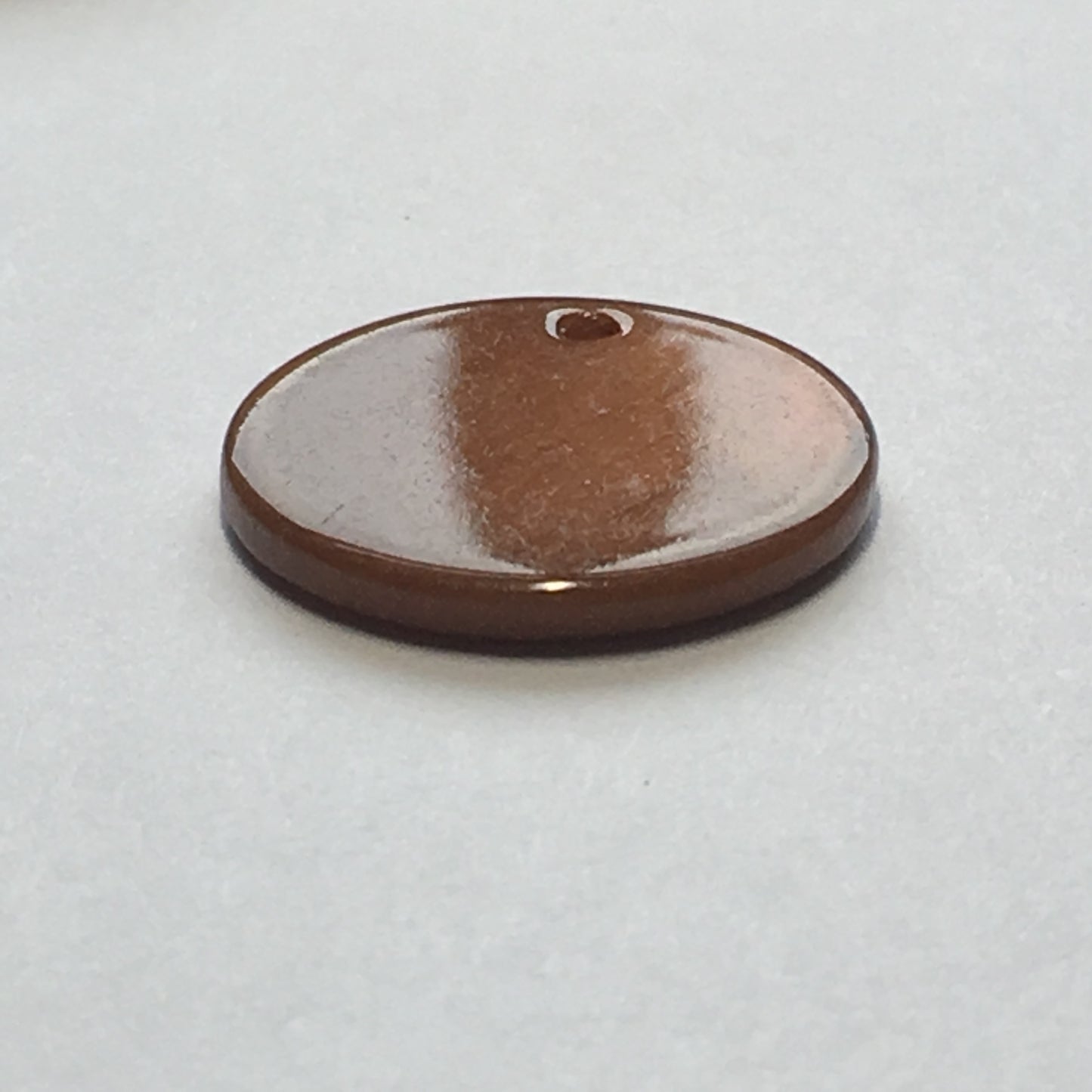 Brown Mother of Pearl Flat Round Charm 20 x 2 mm