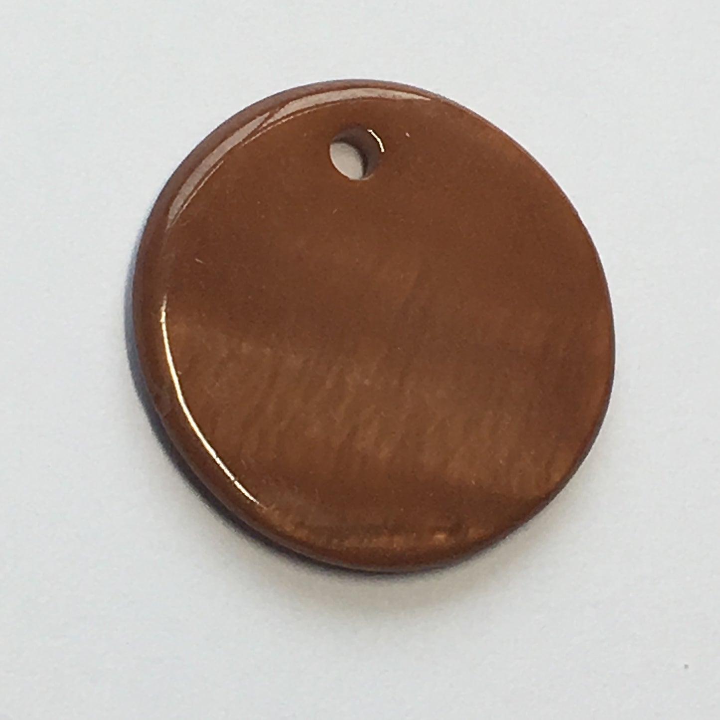 Brown Mother of Pearl Flat Round Charm 20 x 2 mm