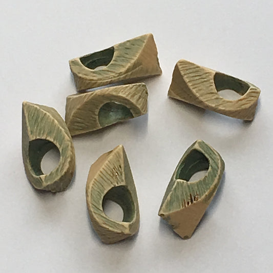 Vintage Geometric Green Wiped Acrylic Beads, 7 x 13 mm - 6 Beads