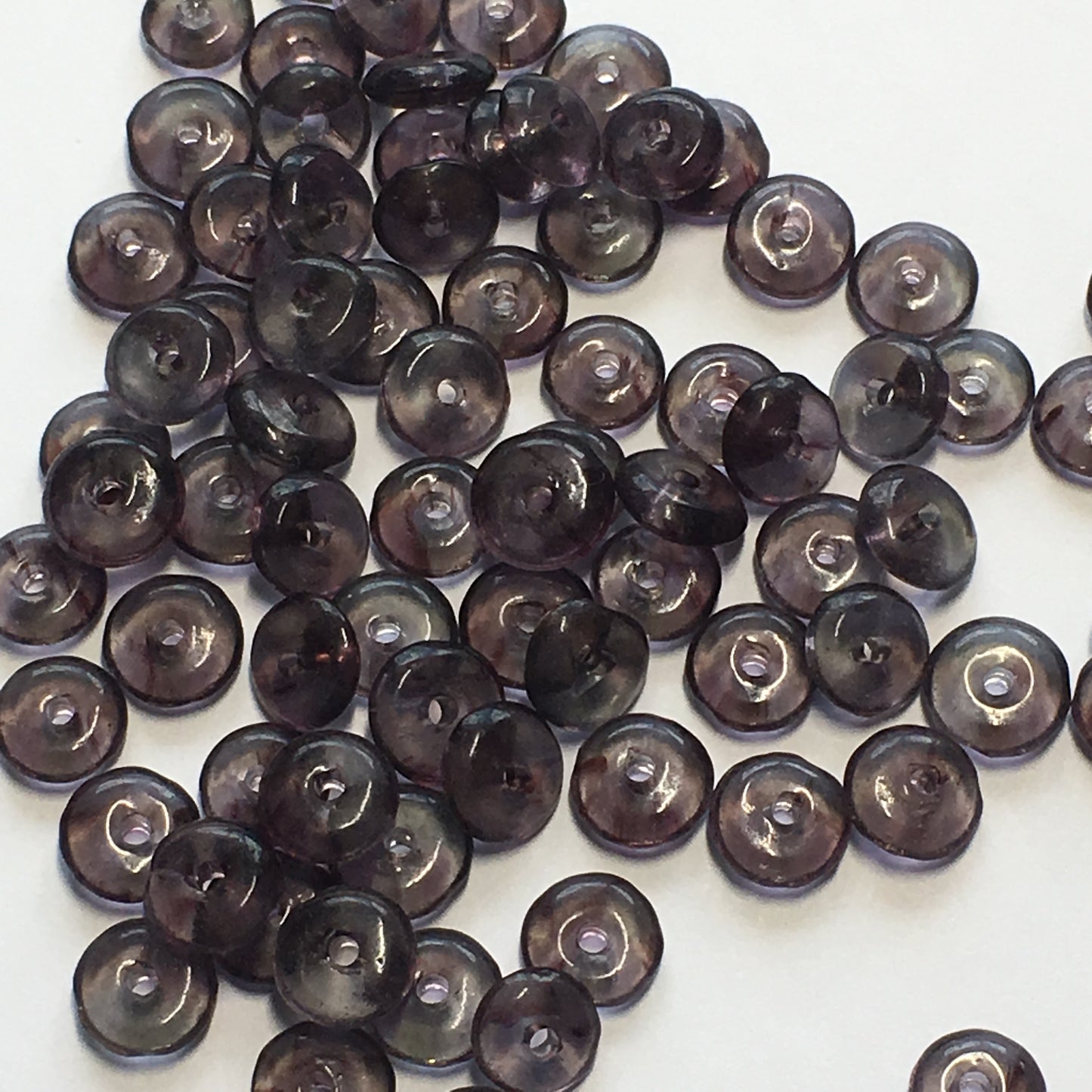 Transparent Purple Glass Saucer Beads, 2 x 6 mm, 83 Beads