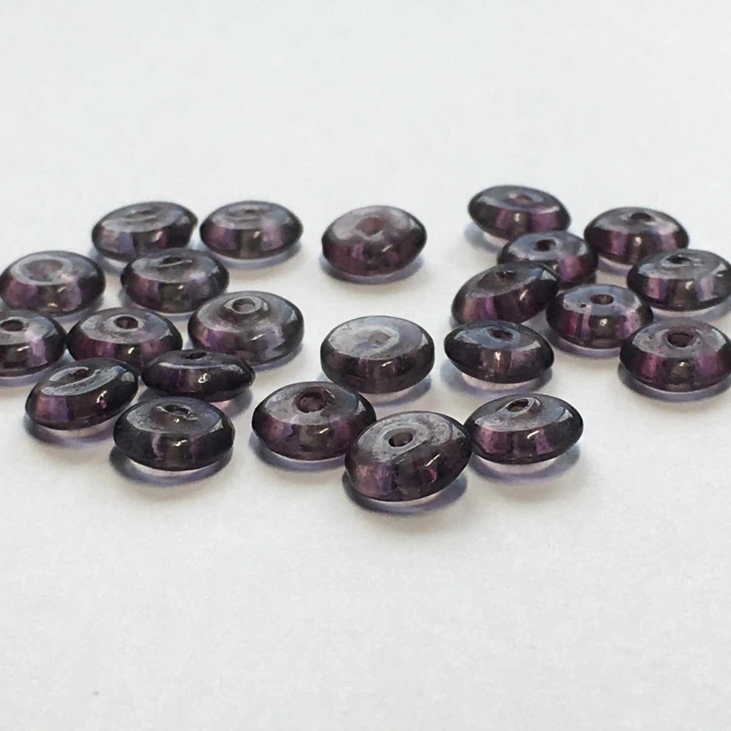 Transparent Purple Glass Saucer Beads, 2 x 5 mm, 25 Beads