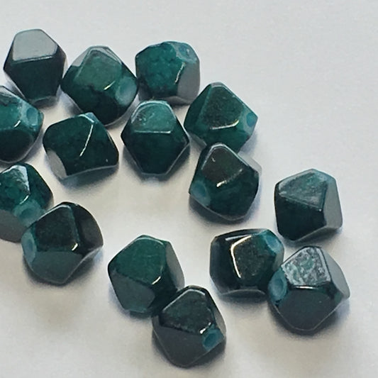 Green Painted Glass Faceted Bicone Beads 6 mm,  20 Beads