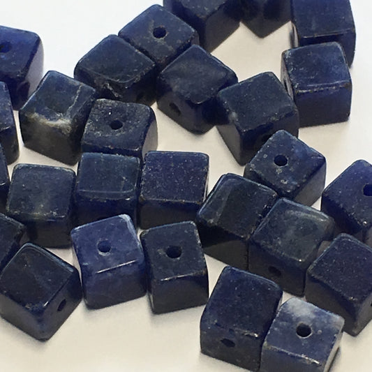 Sodalite Semi-Precious Stone Square / Cube Beads, 4 mm, 30 or 35 Beads