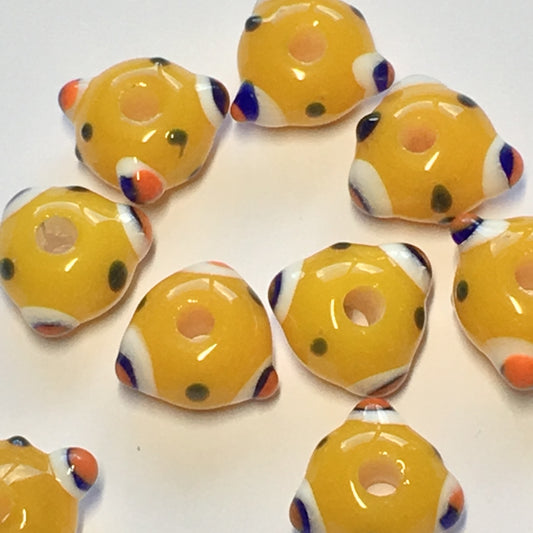 Bumpy Yellow Glass Lampwork Beads, 6 x 11 mm - 10 Beads