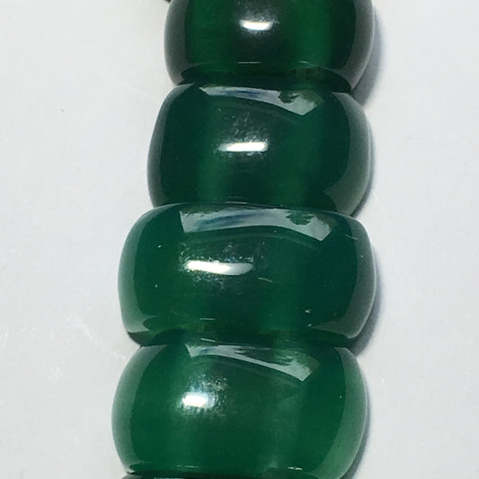 Green Chalcedony Semi-Precious Stone 2-Hole Slider Beads 20 x 10 mm - 13-Inch Strand; 35 Beads