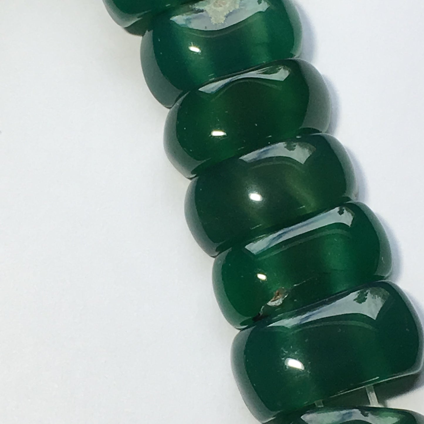 Green Chalcedony Semi-Precious Stone 2-Hole Slider Beads 20 x 10 mm - 13-Inch Strand; 35 Beads