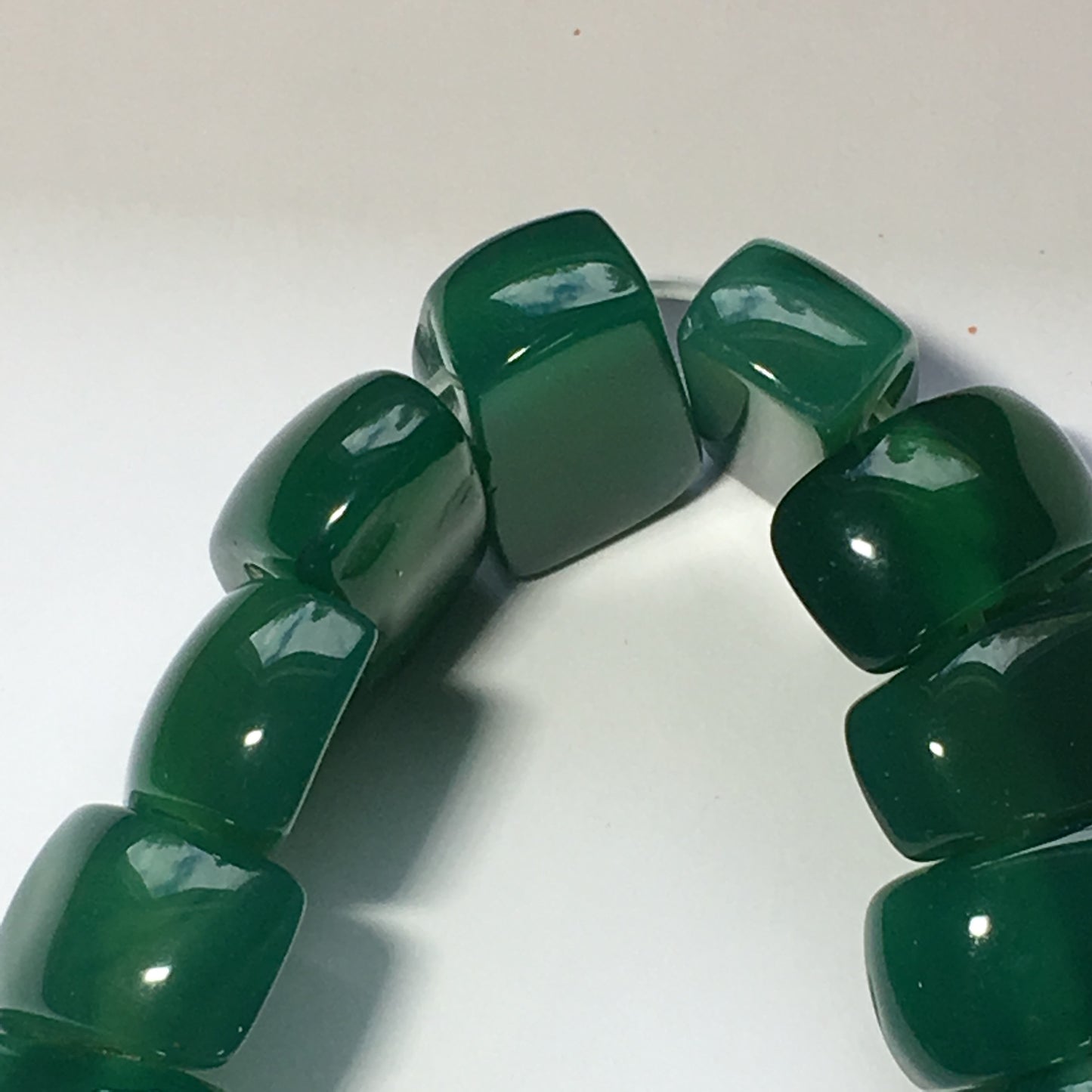 Green Chalcedony Semi-Precious Stone 2-Hole Slider Beads 20 x 10 mm - 13-Inch Strand; 35 Beads