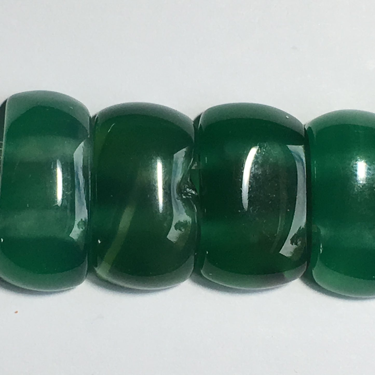 Green Chalcedony Semi-Precious Stone 2-Hole Slider Beads 20 x 10 mm - 13-Inch Strand; 35 Beads