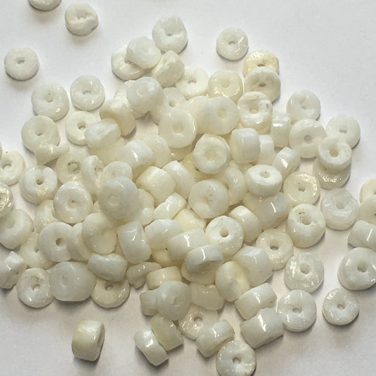 White Shell Saucer Beads, 2 x 4 mm, Approx. 120 Beads